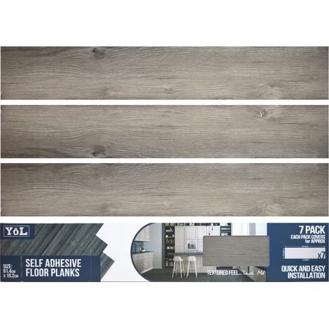 Floor Planks Tiles Self Adhesive Dark Grey Wood Vinyl Flooring Kitchen Bathroom (1/4)