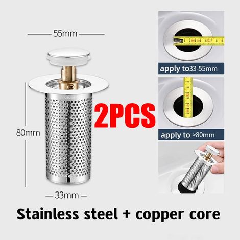 (A80 copper core 2)Washbasin Plug Anti Odor Pop-Up Bounce Core Basin Stopper Hair Catcher Shower Sink Strainer Stainless Steel Filter Bouncing Core (1/4)
