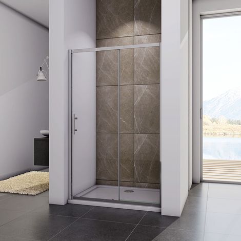 Acezanble 1200mm Sliding Shower Enclosure 5mm Glass Screen Reversible Cubicle Door 1850H (1/4)