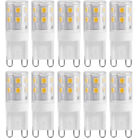 Lot de 10 mini ampoules LED G9 2W 16 LED, culot en céramique, protection des yeux, intensité variable, consommation d'énergie équivalente à 30 watts halogènes. (1/5)