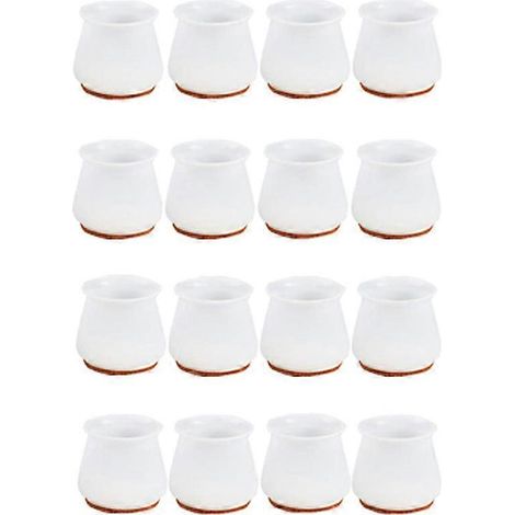 Embouts de pieds de chaise en silicone avec patins en feutre – protections de pieds de table antidérapantes, 16 protections de pieds de tabouret – blanc transparent - JBMEDIA (1/4)