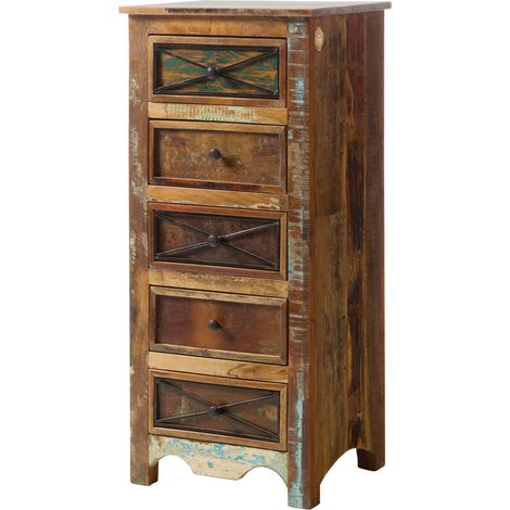 NATURE OF SPIRIT 129 Comò in legno riciclato - laccato / multicolore 55x45x122