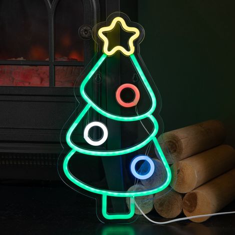 40cm USB Powered Light up Christmas Bauble Tree Neon Sign in Multi-Coloured (1/2)
