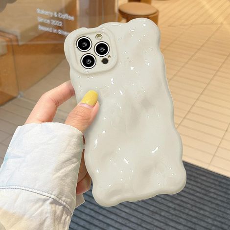 Coque pour iPhone 15 Pro 6,1 pouces, couleur crème blanche, motif ondulé, avec pare-chocs souple en TPU, idéale pour femmes et filles. (1/5)