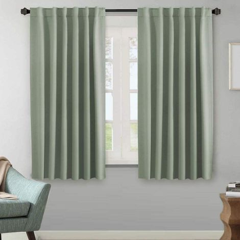 Rideau occultant avec Passants et Galon fronceur, Rideau occultant décoratif, Rideau avec Passants (Vert Sauge, 100L X 120H cm (1 Panneaux)) (1/5)