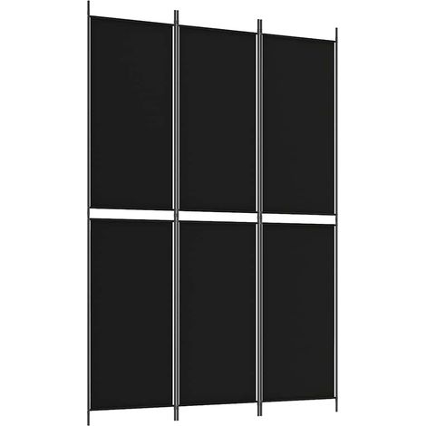 Paravent Cloison de séparation 3 panneaux, Pour Jardin, Balcon, Terrasse Noir 150x220 cm Tissu OIB1251E (1/5)