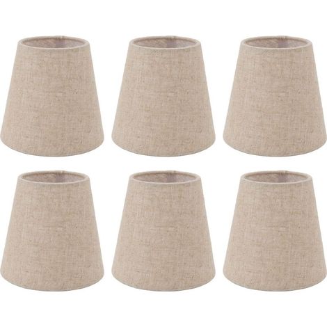 6 pièces petit abat-jour Clip sur tambour abat-jour en tissu de lin pour bougies ampoules accessoires d'éclairage (1/5)