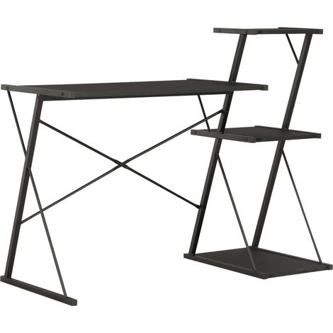 Bureau bibliothèque,Bureau avec étagère/Bureau informatique Noir 116x50x93 cm - DH58443 (1/5)