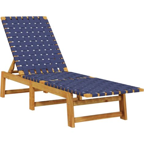 Lounge-Stuhl Blau Dunkel aus massivem Akazienholz und Stoff