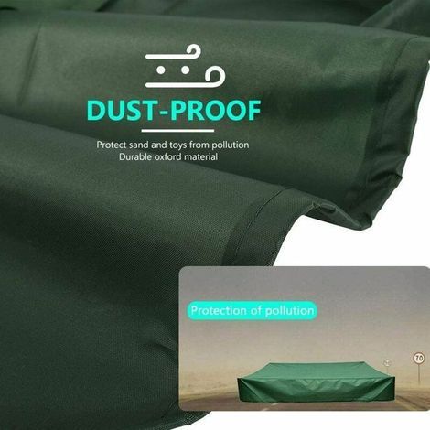 HONORNIC - Bâche bac à Sable 150x150 cm Housse Protection Étanche UV Protection 70% pour bac à Sable Oxford avec Cordon de Serrage, Vert (1/4)