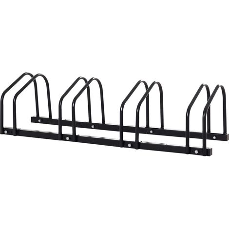 Râtelier 4 vélos range-vélos support de rangement pneu 65 mm sol ou mural pour VTT enfants BMX 110 x 33 x 27 cm acier noir