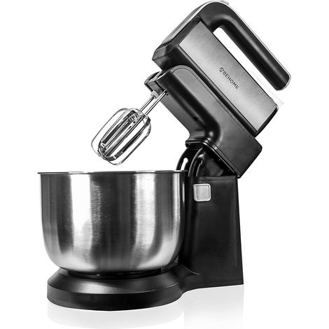 BEHOME Sbattitore Elettrico con Ciotola rotante in Acciaio Inox 3 litri, Luce Led 300W, 5 velocità regolabili, Frusta e gancio per impastare (1/5)
