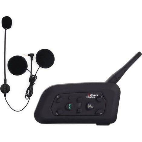Intercom Moto Vnetphone V6-1200 Sans Fil Radio Oreillette BT Étanches avec Micro 1200M pour 6 Motards /Amateurs de ski (1/4)