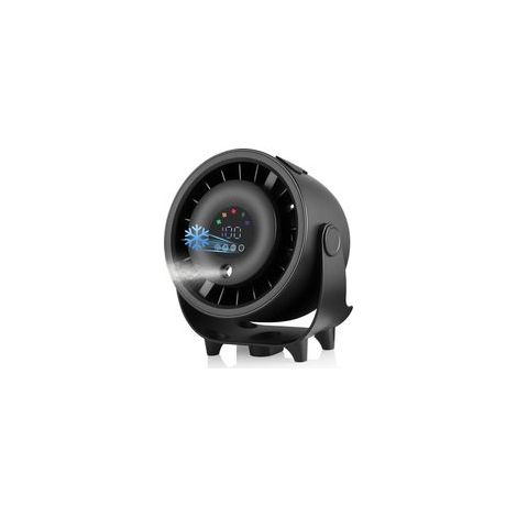 Tischventilator mit Sprühnebelfunktion, 6000 mAh, USB-aufladbar, 90° verstellbar, 3 starke Windgeschwindigkeiten, digitale LED-Anzeige, leiser Ventilator für Schlafzimmer, Büro, Außenbereich (Schwarz) (1/5)