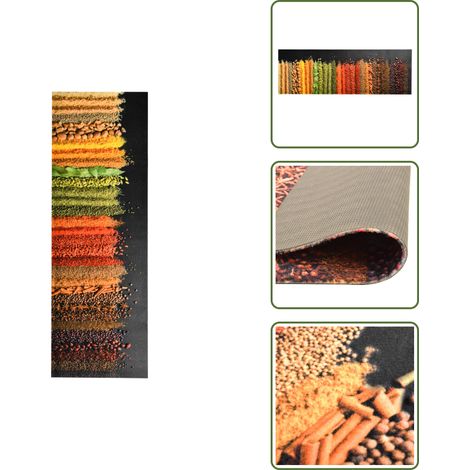 The Living Store Alfombra de cocina lavable Spice 60x180 cm - Alfombra lavable