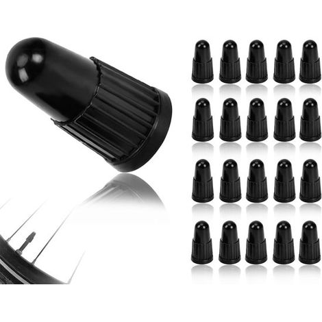 Set mit 100 schwarzen Kunststoff-Ventilkappen für Fahrradventile universelle Standard-Ventilkappen mit gerippter Oberfläche zum Schutz von und (1/5)