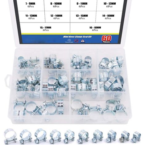 Lot de 60 mini colliers de serrage pour tuyau à essence diesel 10 tailles (1/5)