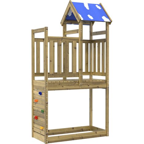 Spielturm Braun Massives imprägniertes Holz