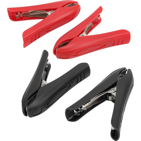 Lot de 4 pinces électriques isolantes en acier ABS, à serrage puissant, rouge et noir, type à boucle, 100 A (1/5)