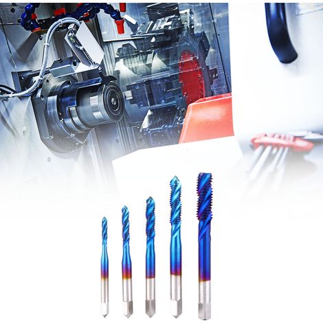 Lot de 5 tarauds en acier rapide revêtus de bleu pour machines-outils (1/5)