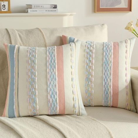 Set of 2 Cushion Covers 45x45 cm, Tufted Texture, Hidden Zipper, Living Room/Bedroom Decoration (1/5)