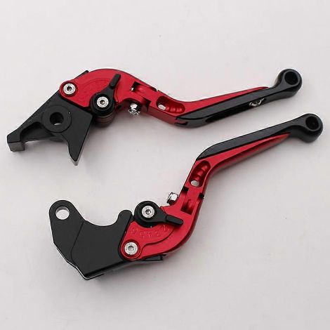 Convient pour la moto Boolean XB12R, poignée de frein et d'embrayage en alliage d'aluminium modifié, accessoires de klaxon et de tirette de frein (rouge, 1 paire) (1/5)