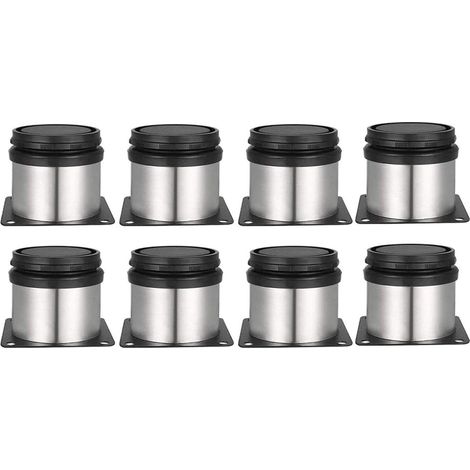 BRAVIX 8 pièces Pieds de Meubles Réglables， Ronds Métal Acier Inoxydable Cabinet Jambe Table Pieds Pied d'armoire Hauteur ajustable Pour Canapé, Table, Armoires, éTagèRes 50 mm