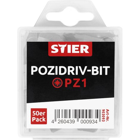 STIER Pozidriv-Bit-Großpackung PZ1 50 Stk (1/4)