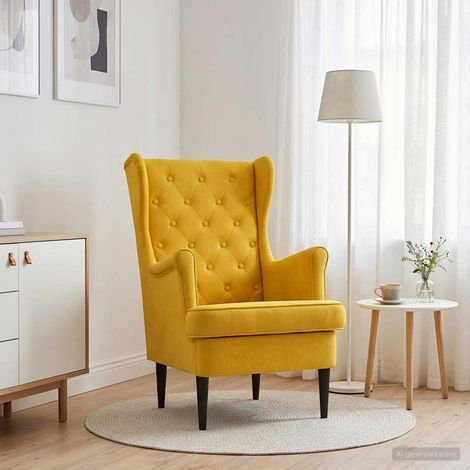 Fauteuil Jaune Velours vidaXL