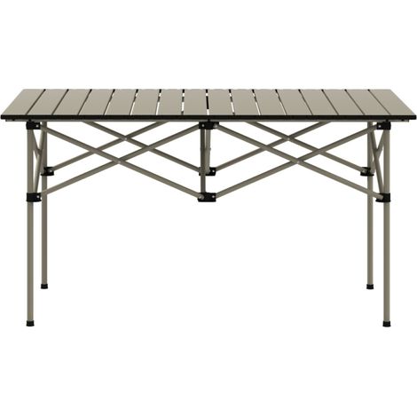 Table de camping pliante 95x55 cm – Table d’appoint à plateau enroulable, cadre en aluminium thermolaqué en X, capacité 30 kg, housse de transport incluse – Idéale pour jardin, balcon et pique-nique –