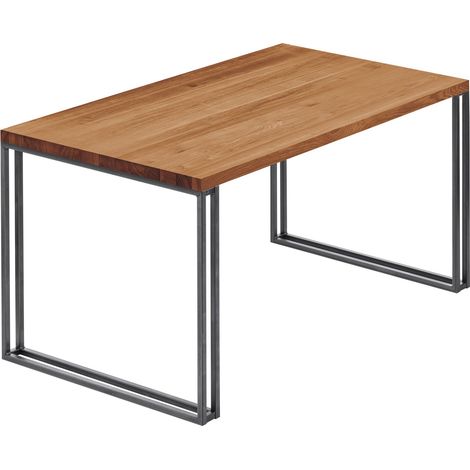 LAMO Manufaktur Esstisch Küchentisch, 100x80x76 cm (AxBxH), Frame, Dunkel / Rohstahl mit Klarlack, LUG-01-A-004-0000Fr