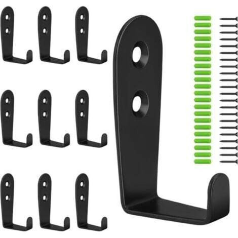 10 Pcs 3 mm d'épaisseur Patère Porte Manteau Murale Vintage, Crochet Porte Manteau Métal Rétro, Forme L Patère Noire avec 20 Vis pour Chambre Salle de Bain Cuisine (1/4)