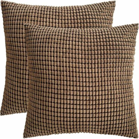 Housse de coussin en velours côtelé 2 pièces (marron, 4545 cm)-Fei Yu