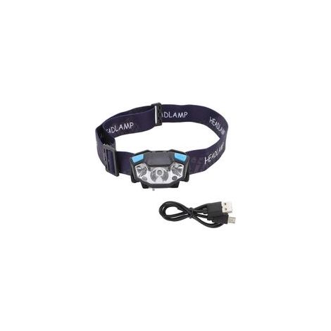 Lampada frontale a LED, 5 modalità di illuminazione, ricarica USB con sensore, ideale per il campeggio - Crezuo