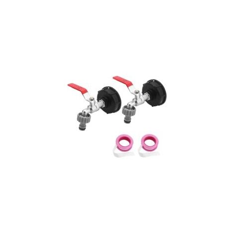 Juego de 2 adaptadores para tanques IBC S60 x 6 IBC - Válvula de repuesto para conexión de manguera de 1/2" - Grifo de jardín - Tanque de almacenamiento