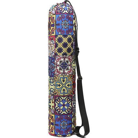 Sac de transport pour tapis de yoga en toile imprimée 75x16cm, housse de rangement pour salle de sport et fitness (1/5)