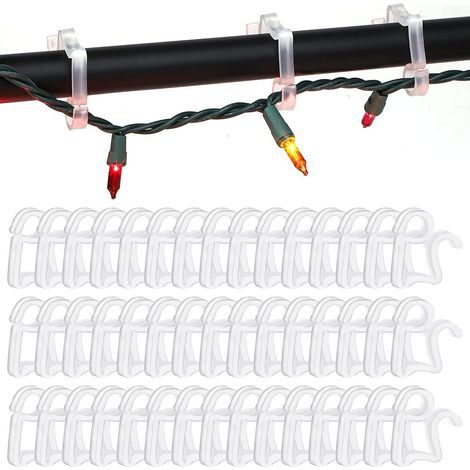 Dachrinnenhaken, 100 Lichterkettenclips, Lichterkettenclips für Weihnachtsdekoration, Girlandenhaken zum Aufhängen, Dachrinnenhaken, Haken für Weihnachtsbeleuchtung, Weihnachtsgirlanden für Dachrinnen (1/5)