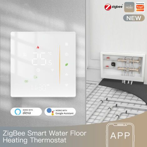 Termostato inteligente Tuya ZigBee con pantalla digital para calderas de agua/gas con calefacción por suelo radiante eléctrica/hidráulica. Compatible con Alexa y Google Assistant. (1/5)