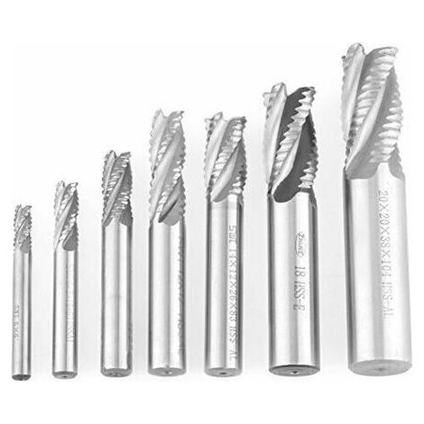 Set di 7 punte da trapano a candela con gambo dritto in HSS a 4 taglienti, da 6 a 20 mm, per macchine CNC, per la foratura di alluminio e ferro.