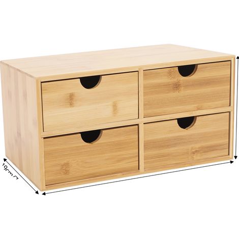 Organisateur de Bureau, Design Minimaliste, Rangement à Quatre Tiroirs, ROSE ROUGE (1/2)