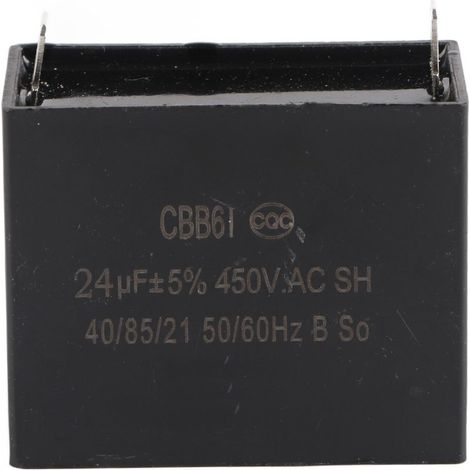 Condensateur de démarrage CBB61 24μF 450V AC 50/60Hz pour générateur 400/350/300/250VAC certifié UL/RU (1/5)