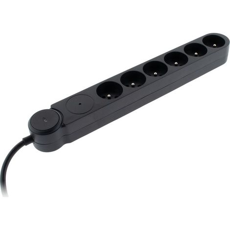 Multiprise parafoudre Iota 6x16A + interrupteur - Noir -