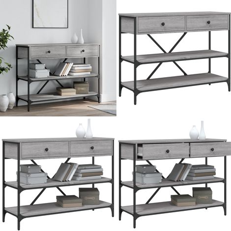 Table console avec tiroirs et étagères gris bois d'ingénierie - Table Basse - Table D'appoint - Meuble Entrée - Table Console - Table Design - Home & Living (1/5)