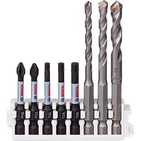 Set Bosch Professional da 8 pz. di bit avvitamento e punte per piastrelle (Pick and Click, accessorio per avvitatore a impulsi, trapano a batteria) (1/5)