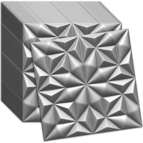 3D Wandpaneele Polystyrol - Onyx Grau - 50x50 Cm - 24 Stück - Deckenpaneele - 6 m2
