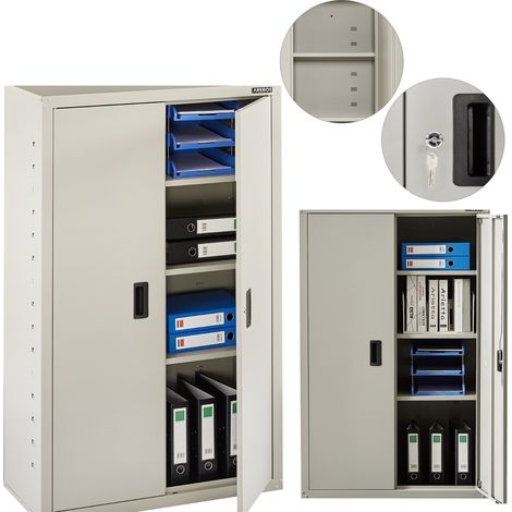 AREBOS Archivador Armario de Oficina - 140x90x40 cm - Armario de Oficina - Gris (1/5)