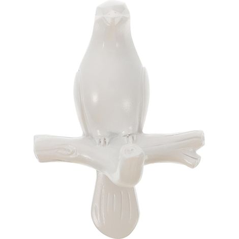 de porte décoratif en résine blanche motif oiseau crochet