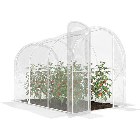 Accès facile porte à charnière : Serre de jardin tunnel 6 m² 3 x 2 x 2 m pour protéger vos plantes et légumes (1/5)