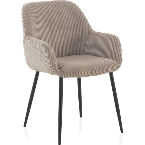 4er-Pack Sessel, bezogen mit lavendelfarbenem Cordstoff und mit schwarzen Metallbeinen (1/5)