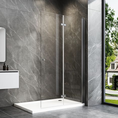 Walk in Dusche 100x185cm Walk in Duschwand Falttür Dusche Duschtrennwand, 6mm ESG-Sicherheitsglas